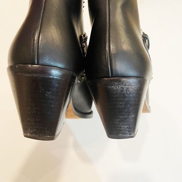 Givenchy Paris Studded Ankle Boots Black Leather Size 39.5 Buckle - Picture 7 of 11